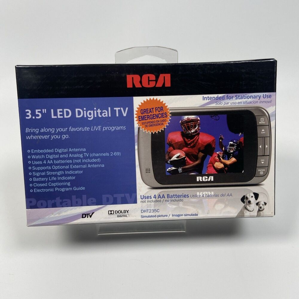 NEW RCA 3.5” Portable LED Digital TV DTH235C Handheld DTV w Antenna Tested Works